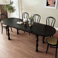 Table à manger en bois massif de style français, moderne du milieu du siècle, de luxe, pour 4 personnes, pour maison/restaurant à espace compact, vintage haut de gamme