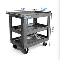 Carrito de Servicio Rodante de Alta Resistencia para Almacén o Garaje, con 3 Niveles, Bandeja Superior de Plástico, Capacidad para 500 Libras, con Ruedas de 5 Pulgadas