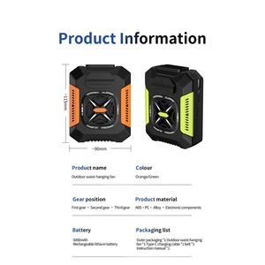 Ventilateur portable à suspendre à la taille, grand flux d'air, pour extérieur, avec batterie externe et éclairage LED, idéal pour le camping - Product Image 6
