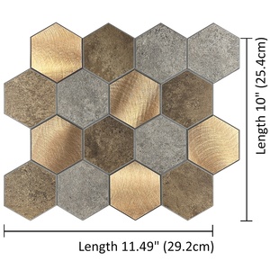 Offre Spéciale usine sortie hexagone or auto-adhésif mosaïque <span class=keywords><strong>carrelage</strong></span> peler et coller dosseret pour cuisine <span class=keywords><strong>salle</strong></span> <span class=keywords><strong>de</strong></span> <span class=keywords><strong>bain</strong></span> salon - Product Image 2