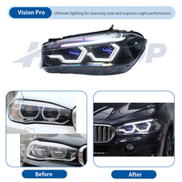 Phares HETOP X5 F15 X6 F16 2014-2018, double couleur, personnalisation spéciale, quatre feux de proche, huit feux de lointain, avec une touche bleue LED unique pour BMW