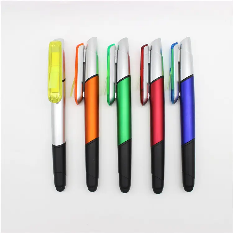 Stylo à bille créatif multi-usages avec finition laquée, stylet double face avec notes mémo