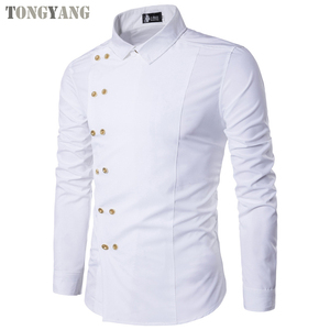 Tongyang thời trang mùa xuân Áo sơ mi nam giản dị nút xiên không thường xuyên đôi ngực nam dài tay áo mỏng phù hợp với Kích thước châu Á - Product Image 5