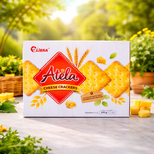 LIBRA Atela Premium Organic Baked Cheese Crackers <b>Sweet</b> and Salty Flavor Ready to Eat Snack Box <b>Packaging</b> 204g - Product Image 1