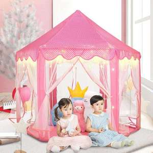 2023 Bán Buôn Màu Hồng Tán Lều Xách Tay Trẻ Em Chơi Lều Nhà Trong Nhà Có Thể Gập Lại Hình Lục Giác Bé Công Chúa Lều - Product Image 2