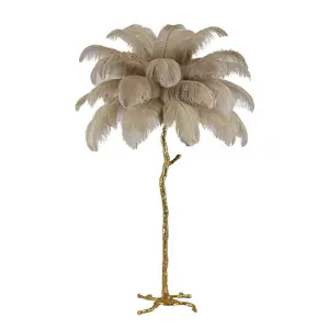 Factory directly sale feather lamp standing lamps home decor khaki color elegant modern hotel lamp