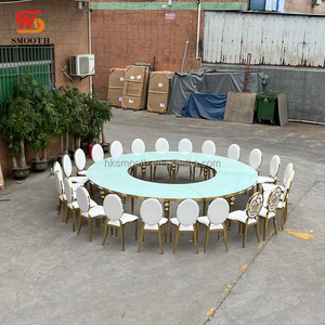 SMOOTH Luxury Wedding <b>Table</b> Golden Stainless Steel Frame <b>Round</b> Shape Modern Serpentine <b>Table</b> Wedding Events Dinner <b>table</b> - Product Image 3