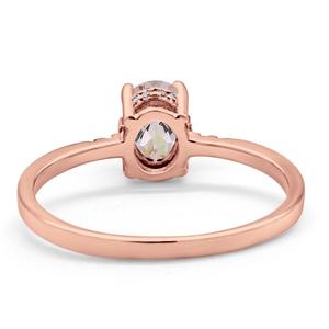 แหวนแต่งงานเพชรคุณภาพสูง ทองคำ 14K สีโรสโกลด์ ประดับมรกตสีชมพูทรงรี 1.28 กะรัต สไตล์วินเทจ ขายดีที่สุด - Product Image 2