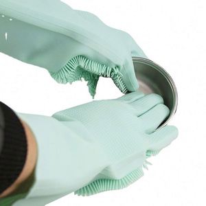 Dishwashing <b>Cleaning</b> Sponge Gloves Reusable Silicone Brush Scrubber Gloves for <b>Pet</b> Grooming <b>Bathing</b> Car Washing - Product Image 6