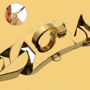 32mm Edelstahl Hunde halsband & Leine Set Eleganter einfacher Cartoon-Stil für mittelgroße französische Bulldogge Großhandel Haustier bedarf - Product Image 4
