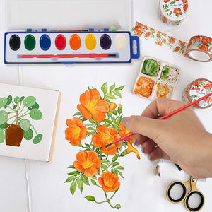 Ensemble de peinture <span class=keywords><strong>à</strong></span> l'<span class=keywords><strong>aquarelle</strong></span> amusante et d'apprentissage en 8 couleurs lavables, y compris un pinceau pour les enfants <span class=keywords><strong>à</strong></span> la maison et <span class=keywords><strong>à</strong></span> l'école - Product Image 6