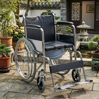Fauteuil roulant manuel avec cadre en acier chromé, capacité de charge de 100 kg, chaise de transport médical pour patients d'hôpital, vente en gros OEM