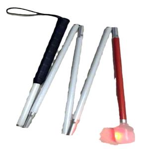 Canne pliable en alliage d'aluminium, blanche, 3 sections, légère, bâton de guidage pour aveugles, avec ou sans lumières - Product Image 5