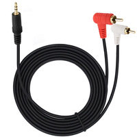 Câble Phono Double RCA Mâle-Mâle 3,5 mm Plaqué Or 90° avec Conducteur en Cuivre pour Smartphone, PC, Amplificateur, Haut-parleur