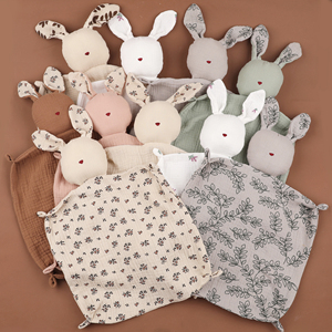 Muslinlife Manta de Dormir para Bebé Hecha a Mano 100% Algodón Orgánico, Diseño de Conejo de Dibujos Animados, Manta de Seguridad Colorida para <span class=keywords><strong>Cuna</strong></span> de Recién Nacido - Product Image 1