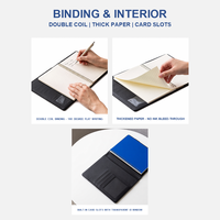 Carnet de notes premium avec pochette, couverture en PU à changement de couleur, fente pour cartes sur la pochette avant, boucle élastique pour stylo, impression de logo personnalisée