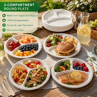 Assiettes biodégradables blanches et brunes de 9 pouces, assiettes plates en bagasse de canne à sucre pour restaurant, assiettes jetables en kraft pour aliments