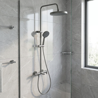 Ensemble de douche mural gris anthracite avec mitigeur monocommande en laiton pour salle de bain, fonction pluie, cartouche céramique et barre coulissante