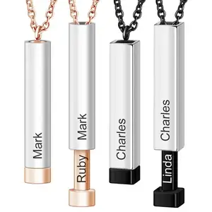 Stainless Steel Personalised Engraved Inspirational Gift Statement Meaning Hidden Secret Message Bar Slider Necklace