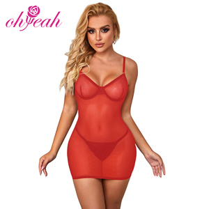 Tendance chaude maille résille transparente voir à travers la Lingerie Sexy Feminina nuisette dos creux en gros grande taille Lingerie Sexy pour les femmes - Product Image 5