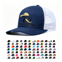 Casquette Trucker Richardson 112 à 6 Panneaux avec Logo Brodé Personnalisé, Patch en Cuir, Maille Unie, Fermeture Snapback, Respirante pour Sports de Plein Air