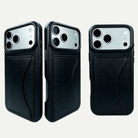 Étui de téléphone fin en cuir PU gaufré crocodile avec fentes pour cartes pour iPhone 18/17/16, support de cartes dissimulé, antichoc, protection intégrale