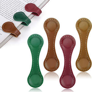 Manufacturers Personalized Printed Laser Logo Custom Travel Hat Clip Genuine Pu Leather Magnetic Book Bookmarks