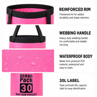 Sac à dos étanche en PVC personnalisé en usine, sac sec portable 30L, modèle flottant robuste C-23 pour le rafting, le canyoning, la randonnée, le camping