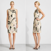 Robe Crayon Formelle d'Été pour Femme, Motif Floral, Anti-Plis, Effet Ventre Plat, Coupe Ajustée, Épaules Dénudées, Couleur Dégradée, Style Mondaine - Grande Vente