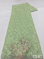 NI.AI Nouveau design Tissu en dentelle à sequins brillants, Tissu en dentelle à grandes paillettes, Tissu en dentelle pour robe de mariée avec sequins