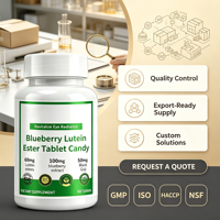 Tablet Lutein Ester Blueberry Potensi Tinggi dengan Vitamin C, Dukungan Penglihatan, Permen Kompres 60 Buah