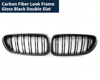 Pour BMW Série 6 F06F12F13 12-16, calandre avant en fibre de carbone chromée noire brillante, garniture de remplacement de calandre avant, accessoire