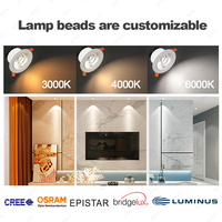 Spot LED encastré au plafond anti-éblouissement COB réglable 10W 20W 30W 40W 50W, downlight moderne en aluminium à intensité variable