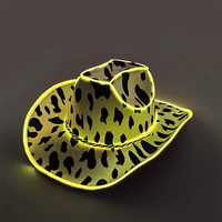 Cappello LED Luminoso Stile Western Cowboy/Cowgirl, Cappello con Luci EL per Feste Danzanti, Accessorio per Giochi di Ruolo