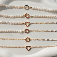 Collar Impermeable con Dije de Corazón y Cadena de Perlas para Colgante DIY Hecho a Mano, Accesorio de Joyería de Acero Inoxidable para Mujer
