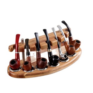 Soporte de madera para pipas, organizador de almacenamiento, expositor de escritorio, portátil, desmontable, tipo curvo, con 6 ranuras para pipas de fumar - Product Image 5