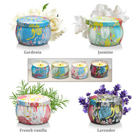 Lilin Aromaterapi Ramah Lingkungan dari Lilin Kedelai Buatan Tangan dengan Aroma Bunga Kering Klasik 1 Sumbu dalam Stoples Logam Tahan Lama Layanan OEM/ODM