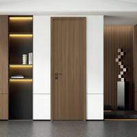Porte intérieure en verre à cadre fin en noyer moyen, insonorisée, ignifuge, sur mesure pour entrée de villa moderne ou appartement