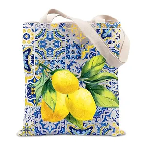 Cadeau des îles italiennes réutilisable écologique Promotion citrons frais sac fourre-tout sud de l'Italie dames voyage Shopping sac de plage - Product Image 1