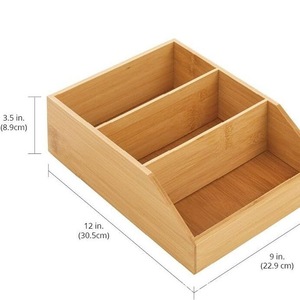 Wooden Desktop Storage <b>Box</b> With Compartments For Office Organizer Standing Type Rectangle Solid Color - Product Image 4