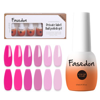 Vernis Gel UV/LED Soak-off Fasedon Couleurs Printanières Rose Vif et Rose Nude pour Salons de Manucure, DIY Professionnel et Vente en Gros
