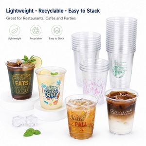 Gobelet à café jetable en plastique PET éco-responsable 16oz à base rigide, vaisselle durable, logo personnalisé pour petit-déjeuner d'hôtel de charme - Product Image 2