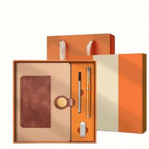 Customizable Creative PU Leather Business Journal Diary Portable Paper Cover Promotional Silk Screen Printed Notebook Gift Sets - Product Image 1
