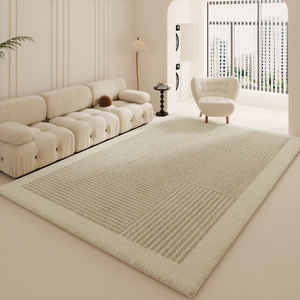 <span class=keywords><strong>Tapis</strong></span> géométrique en polyester à poils longs, design moderne et simple, couleur crème, pour chambre à coucher, utilisation domestique, collection 2024 - Product Image 6