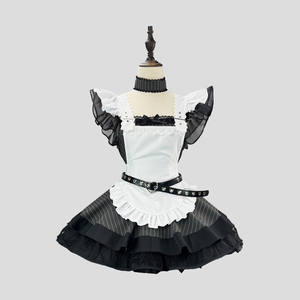 Nouveau rétro noir blanc rayé Lolita robe de chambre sous-culture style japonais mignon tablier ensemble <span class=keywords><strong>Cos</strong></span> - Product Image 2