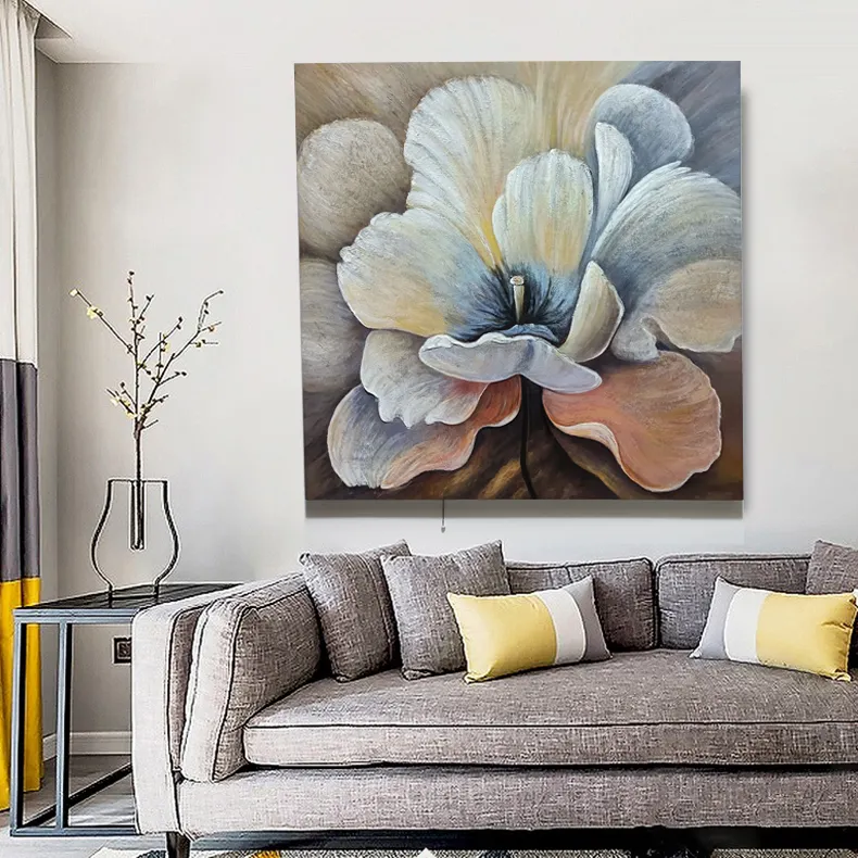 Handmade Flowers Painting White Abstract Modern Art Wall Decoration Painting Pictures