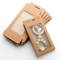 Boîte en carton kraft avec fenêtre à crochet pour support de chaîne de téléphone portable et étui pour câble de données - Emballage personnalisé pour produits numériques