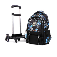 Ensemble de sac à dos à roulettes 3-en-1 pour enfants, sac d'école, sac à déjeuner, trousse à crayons, imperméable, dessin animé, pour la maternelle