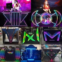 Console DJ moderne en métal pour bar, karaoké, fête et salle privée - Meuble commercial mobile éclairé par LED