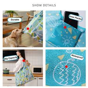 Fabricants de sacs de courses pliables réutilisables en nylon écologique recyclable imperméable en polyester durable - Product Image 4